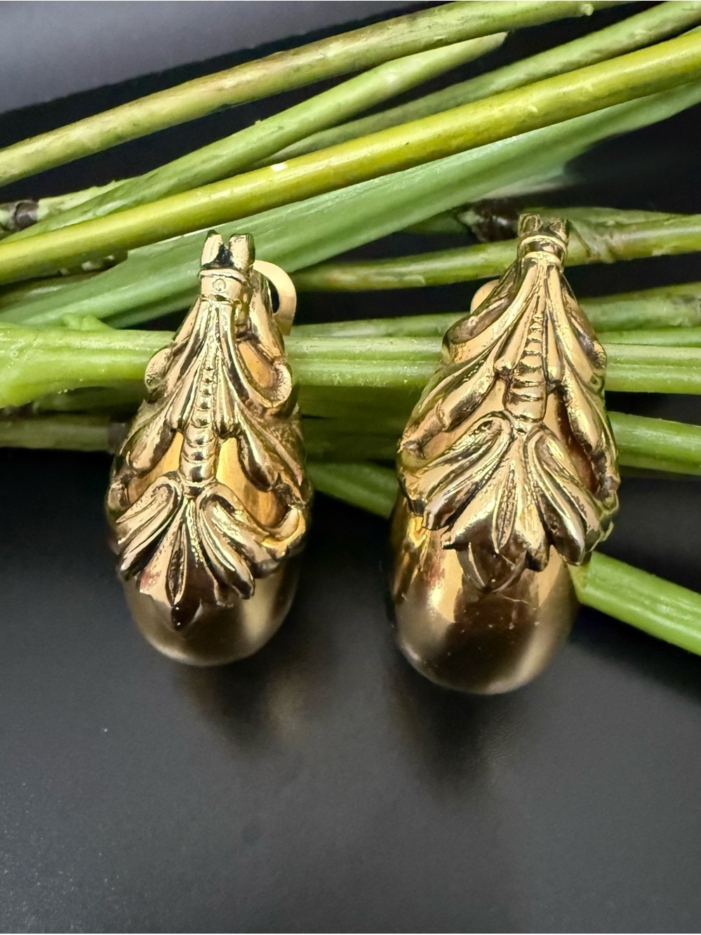 Vintage Isabel Canovas Runway Gold-tone Crescent Oversized Huge Clip On Earrings